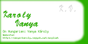 karoly vanya business card